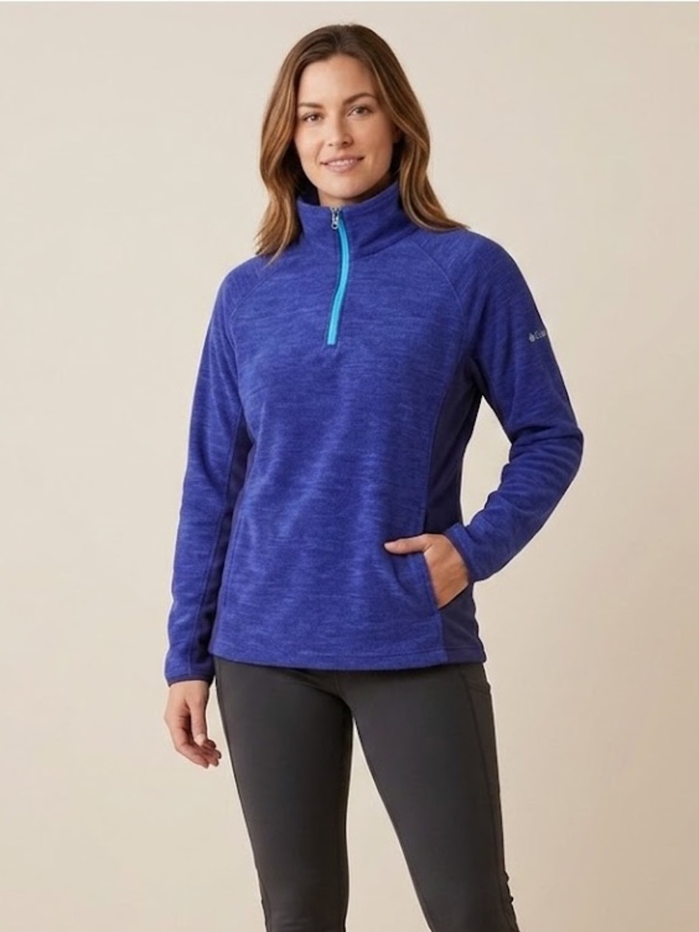 Columbia 1/4 Zip Pullover Fleece Jacket, Heather Purple Blue, Women’s Size 1X